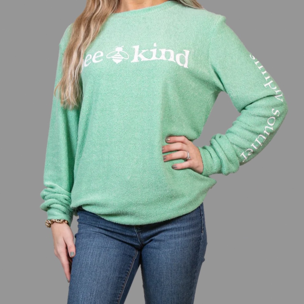 EUC Simply Southern Bee Kind Terry Cloth Long Sleeve Size Small
